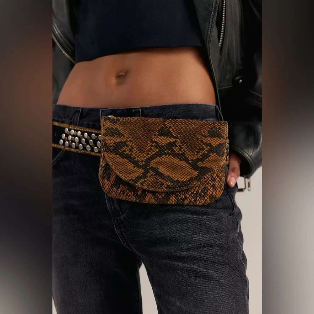 NWT FREE PEOPLE Animal Instinct Pocket Belt | Wild Side MSRP $98 S/M CURRENT